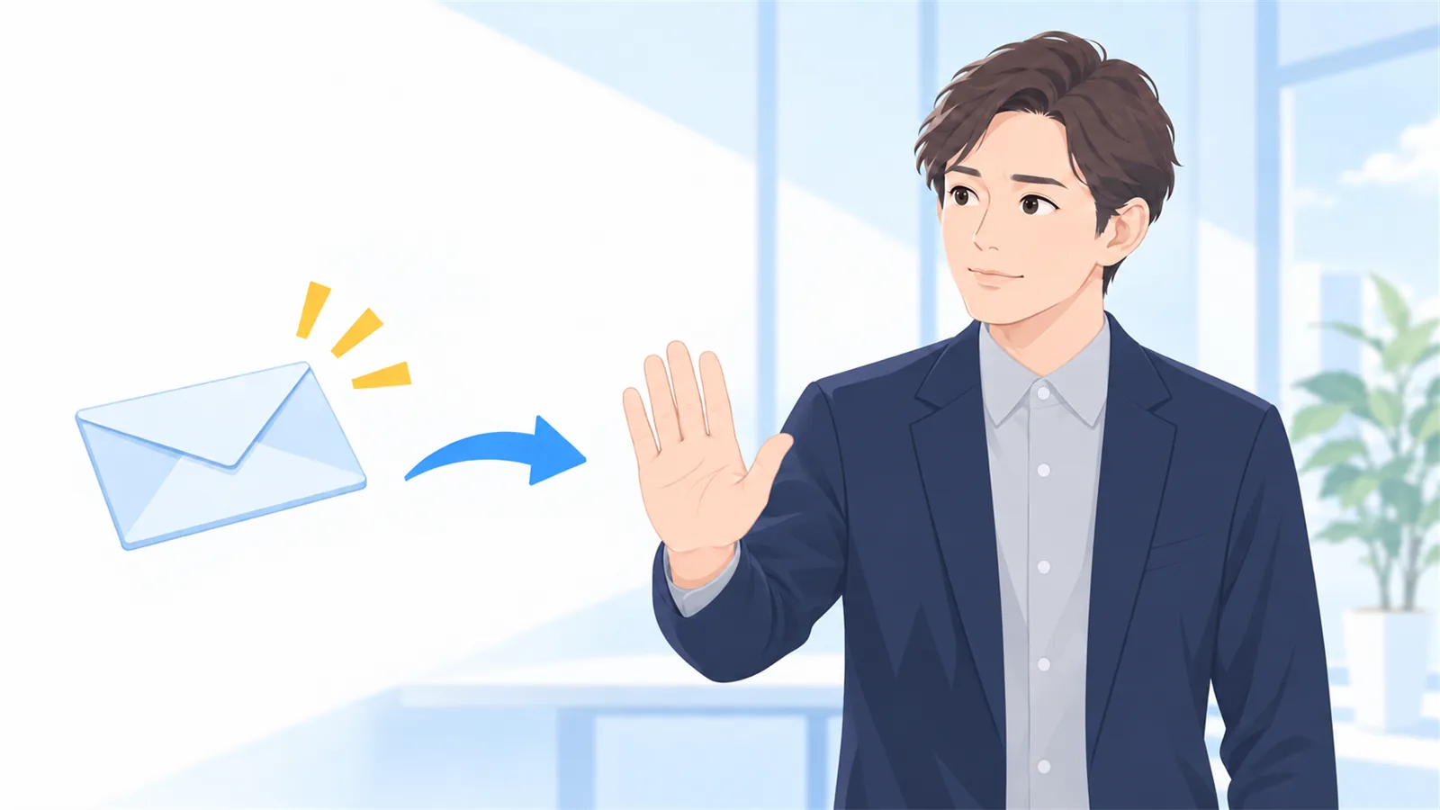 差し出されたものを、受け取る前にいったん止める
