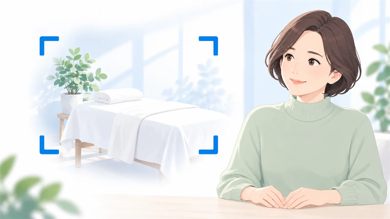 施術スペースだけを切り取って見せる