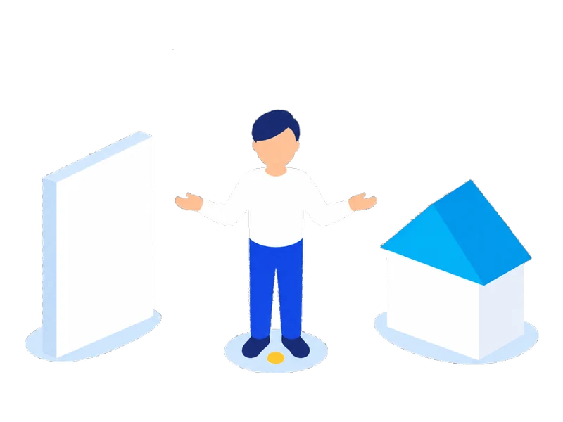 仕事と家庭の両方へ同じだけ手を伸ばしている様子のイラスト