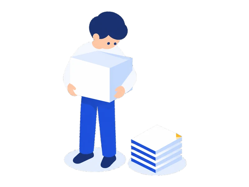 本業の荷物を抱えたまま、足元に投稿が手つかずで積まれている様子のイラスト