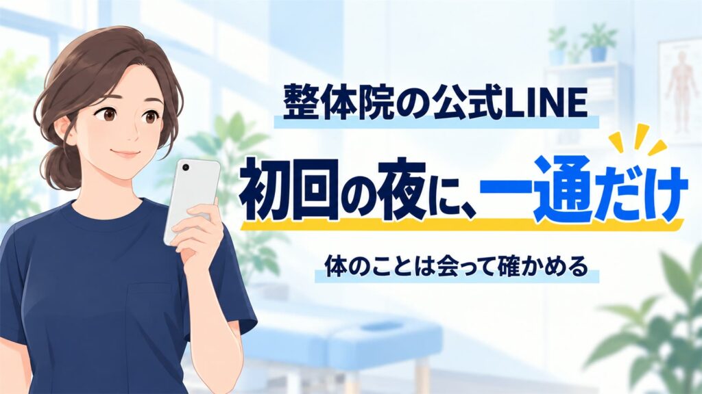 整体院の公式LINE。初回の夜に、一通だけ。体のことは会って確かめる