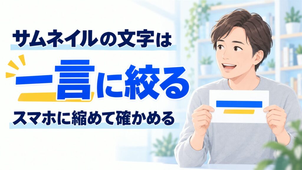 サムネイルの文字は一言に絞る。スマホに縮めて確かめる