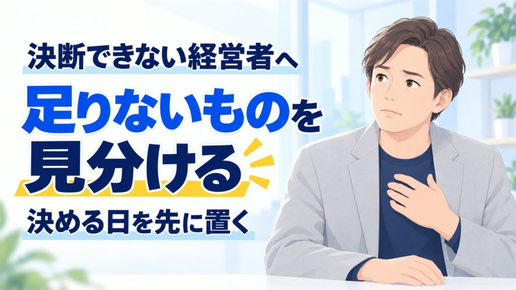 決断できない経営者へ。足りないものを見分け、決める日を先に置く