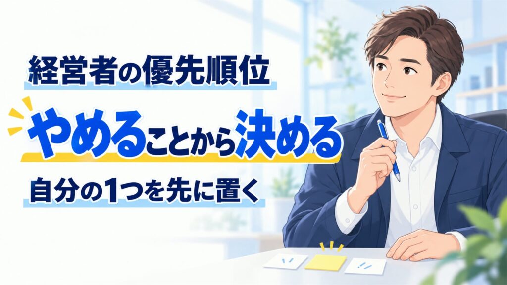 経営者の優先順位。やめることから決め、自分の1つを先に置く