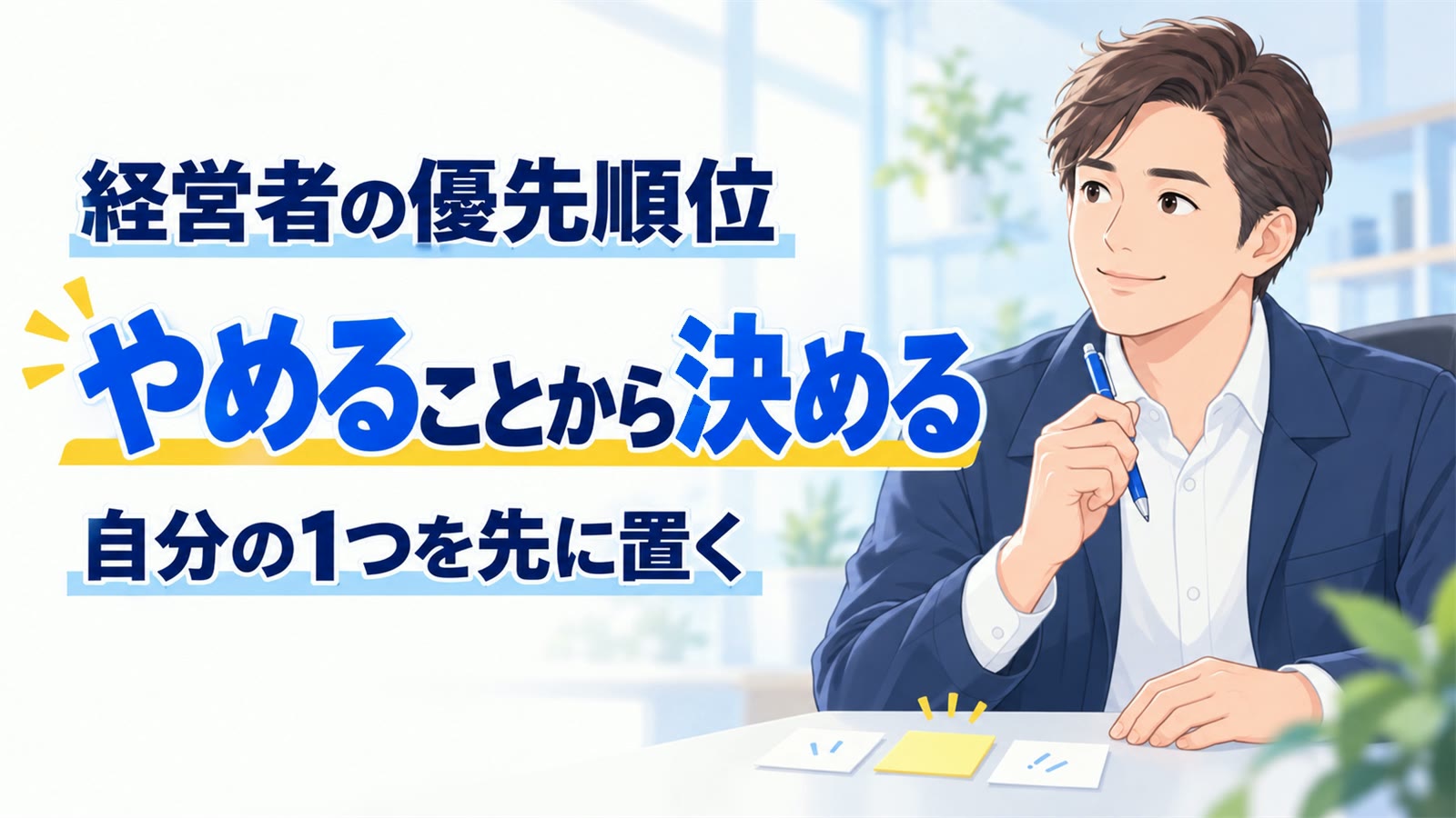 経営者の優先順位。やめることから決め、自分の1つを先に置く