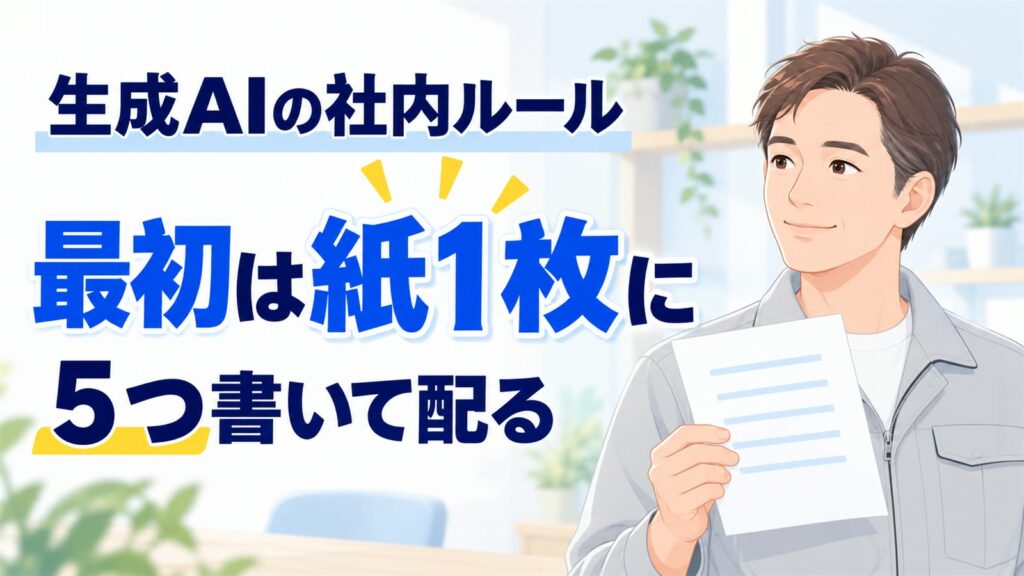 生成AIの社内ルール、最初は紙1枚に、5つ書いて配る