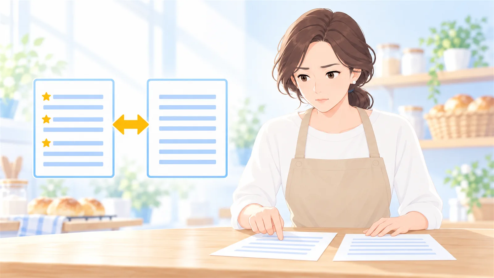 返ってきた文に印をつけて、元の資料と見比べる